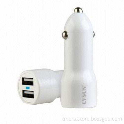 Universal Dual USB Car Chargers, 5V/2A, Competitive Sizes, Fit for All Brands of Notebooks